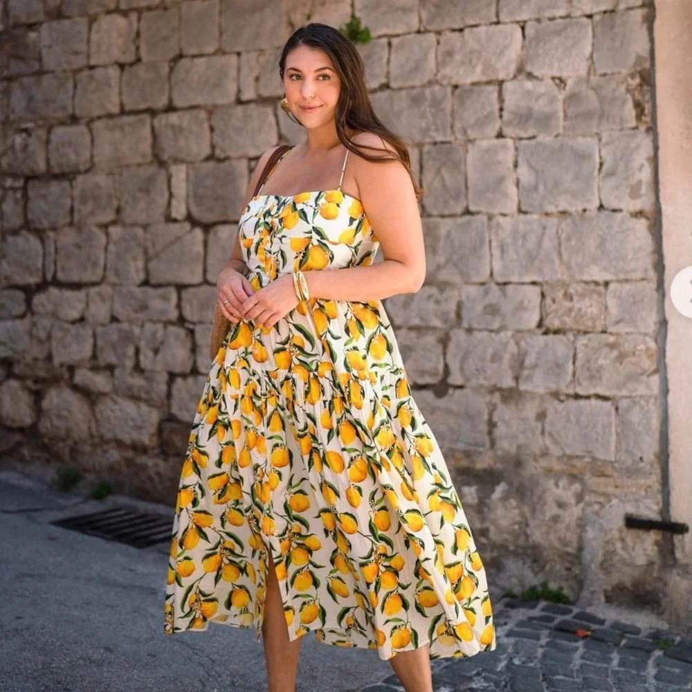J. Crew 16 Limoncello Lemon Print Cotton Tiered Summer Plus Sundress 1X - Picture 8 of 16